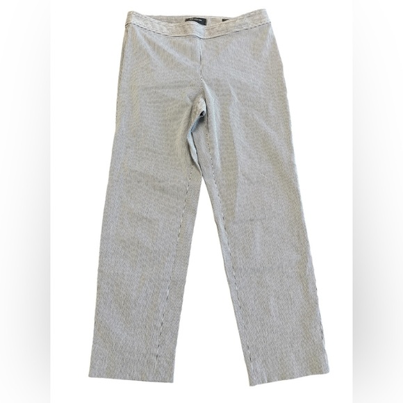 St. John Emma Black White Pinstripe Ankle Pants Sz 10 - Picture 2 of 10